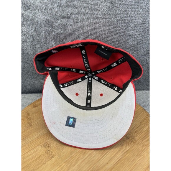 Houston Rockets Hat Cap Adult Fitted 8 1/8 Red NBA Plain Logo New Era Basketball - Picture 10 of 13
